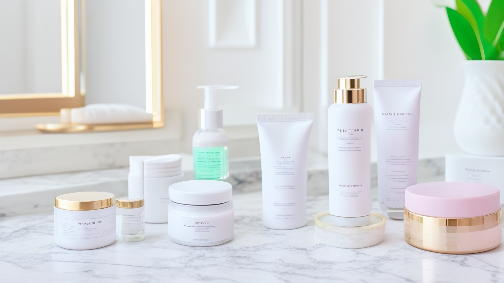 Epilálás utáni bőrápolási rutin nyugtató krémekkel hűtő gélekkel enyhe hámlasztó scrubokkal márványos fürdőszoba pulton